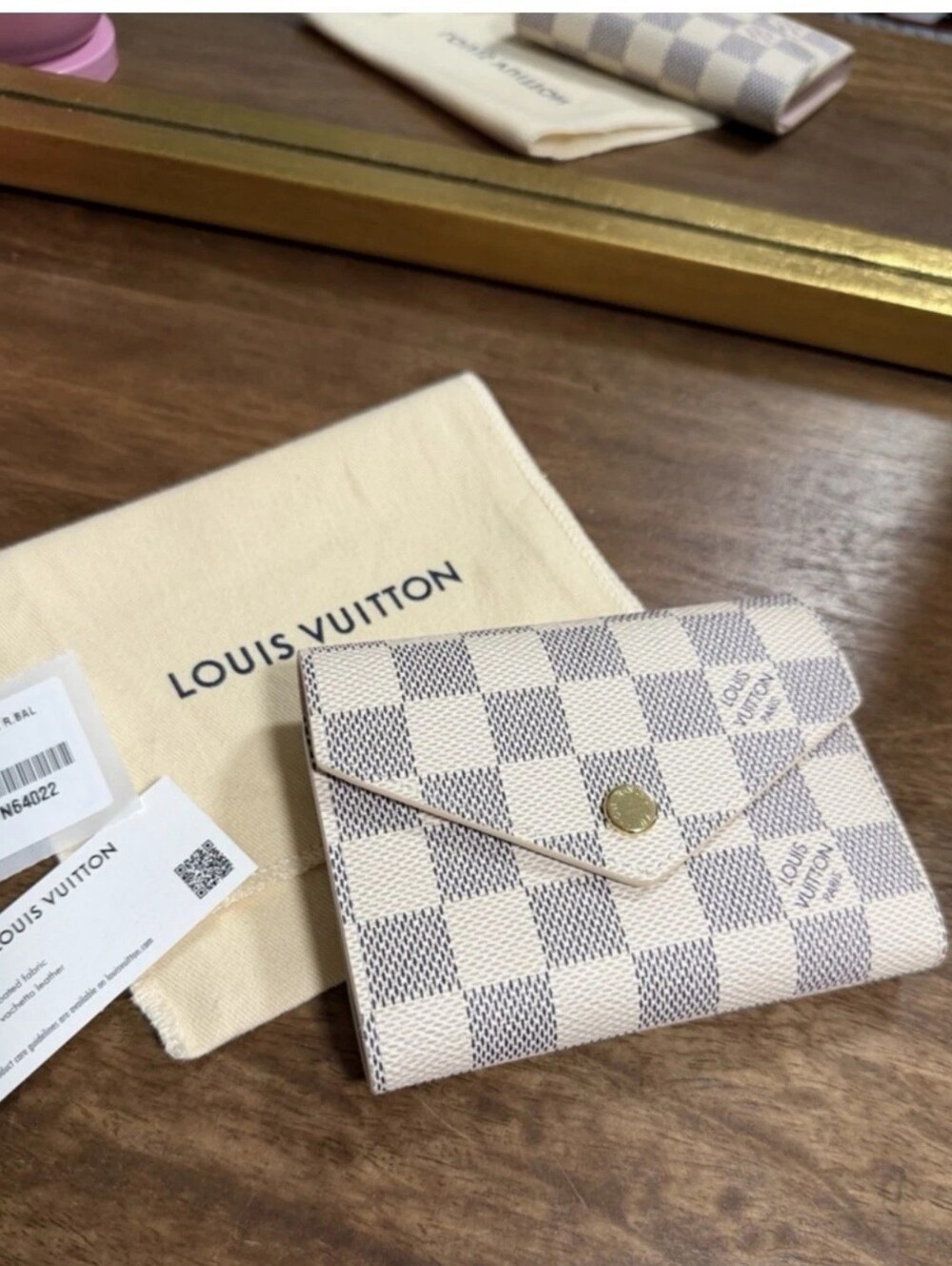 Louis Vuitton Damier Azur Envelope Wallet - Cream & Light Gray